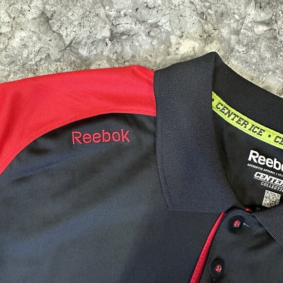 Detroit Red Wings Polo Shirt Size XL Reebok Center Ice Collection Black Red - Picture 3 of 8